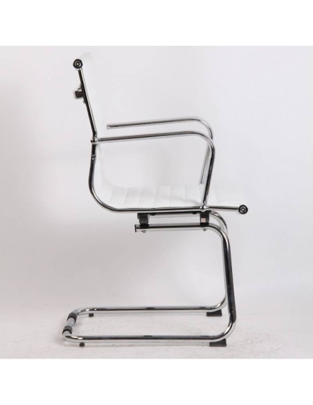 Silla oficina fija de patín Boris, similpiel blanca