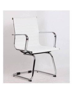 Silla oficina fija de patín Boris, similpiel blanca