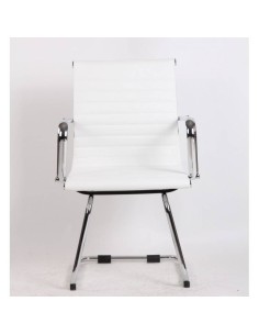 Silla oficina fija de patín Boris, similpiel blanca 2