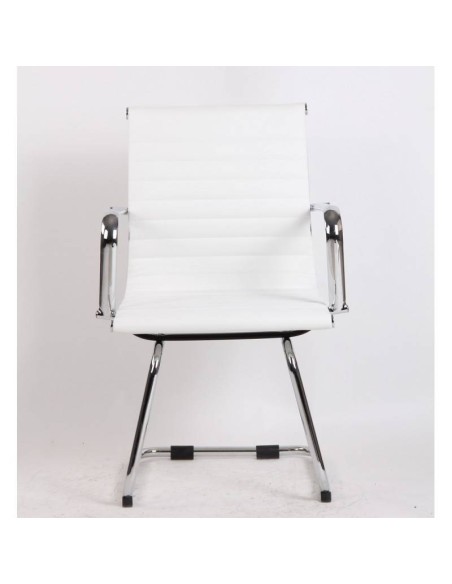 Silla oficina fija de patín Boris, similpiel blanca