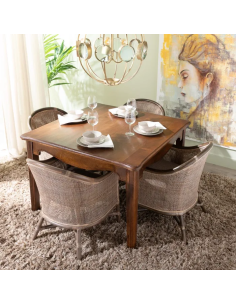 Mesa clásica cuadrada HILDA 114 X 114. Madera de mango. 2