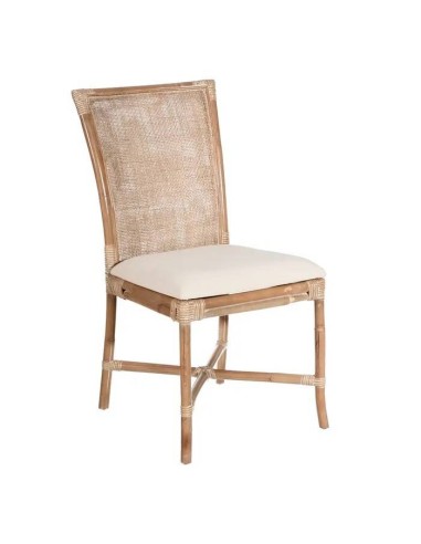 Silla de ratán natural lavado KAIRA, asiento acolchado. 100% ¨We Care¨