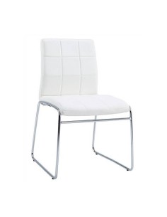 Silla de diseño TAREB, patín cromado, similpiel blanca