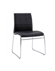 Silla de diseño TAREB, patín cromado, similpiel negra