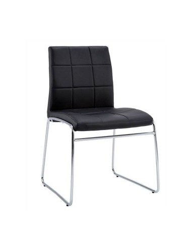 Cadeira design TAREB, base cromado, couro sintético preto