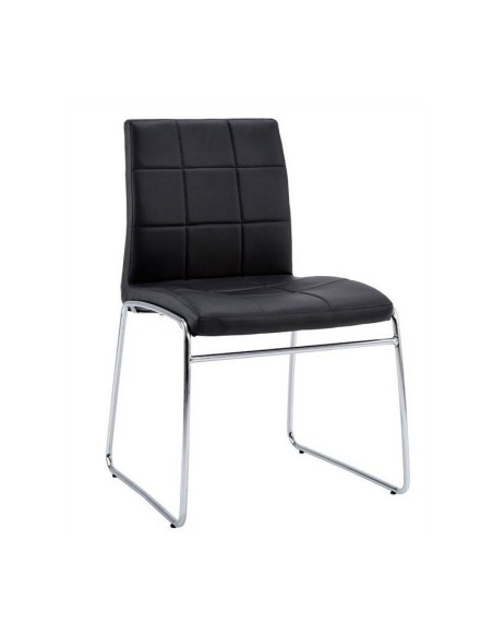 Silla de diseño TAREB, patín cromado, similpiel negra