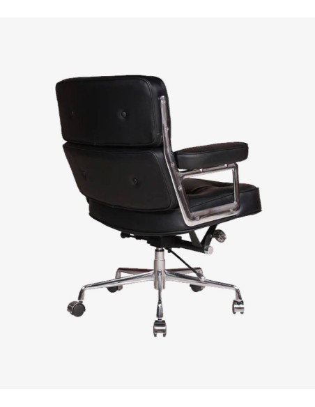 Silla Oficina iconica Lobby, piel negra, aluminio