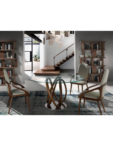 Mesa de jantar ATELIER, madeira, vidro, aço