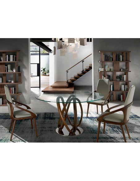 Mesa comedor ATELIER 130, madera, cristal, acero Mesa comedor ATELIER 130, madera, cristal, acero