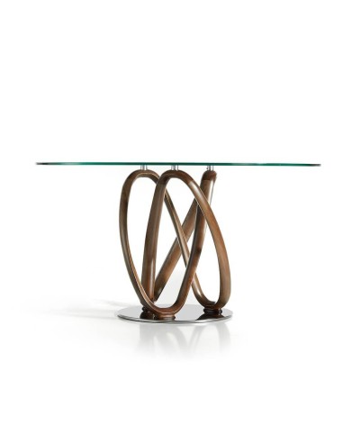 Mesa de jantar ATELIER, madeira, vidro, aço