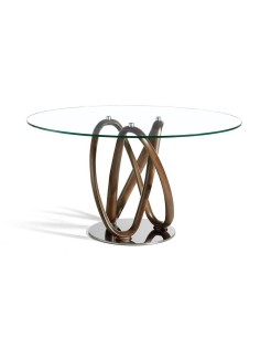 Mesa para sala de jantar ATELIER, bentwood,vidro temperado, base de aço 2