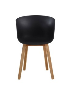 Silla con brazos KAWA, madera curvada, polipropileno negro 2