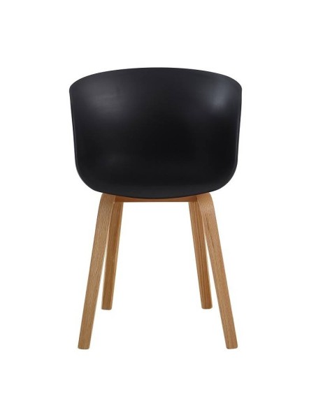 Silla con brazos KAWA, madera curvada, polipropileno negro