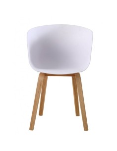 Silla con brazos KAWA, madera curvada, polipropileno blanco 2