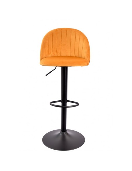 Banco JUNGLE, ajustável, metal preto, estofamento em veludo amarelo com costas florais