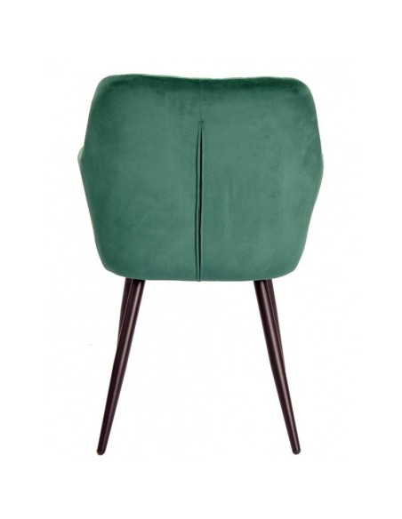 Cadeira ROLAN com braços, estofamento em veludo verde escuro, metal preto