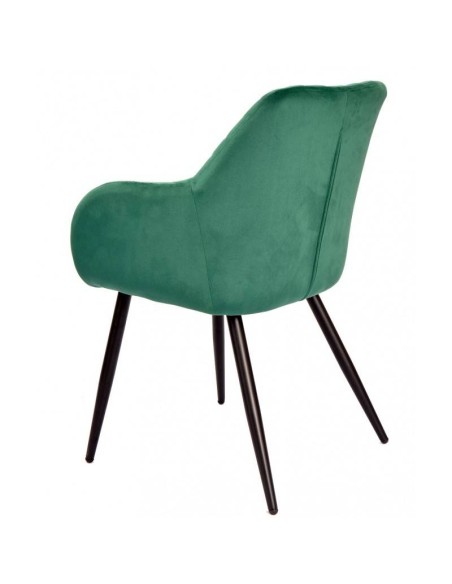 Silla con brazos ROLAN, tapizado velvet verde oscuro, metal negro