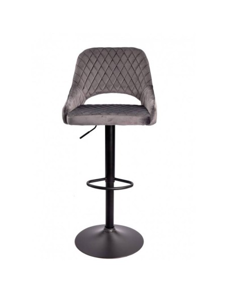 Taburete ASUR, regulable, tapizado velvet gris oscuro, metal negro,