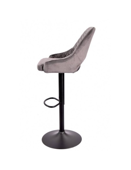 Taburete ASUR, regulable, tapizado velvet gris oscuro, metal negro,