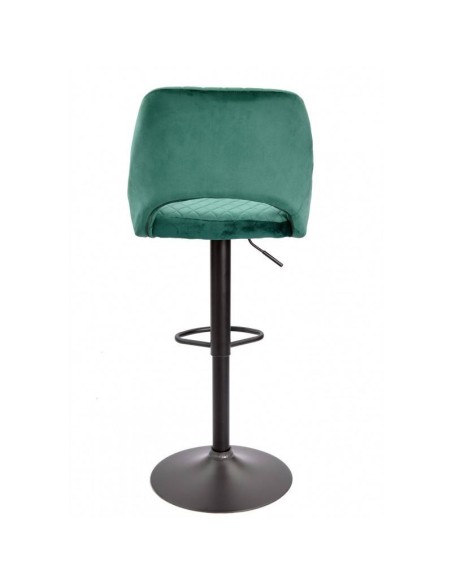 Taburete ASUR, regulable, tapizado velvet verde oscuro, metal negro,