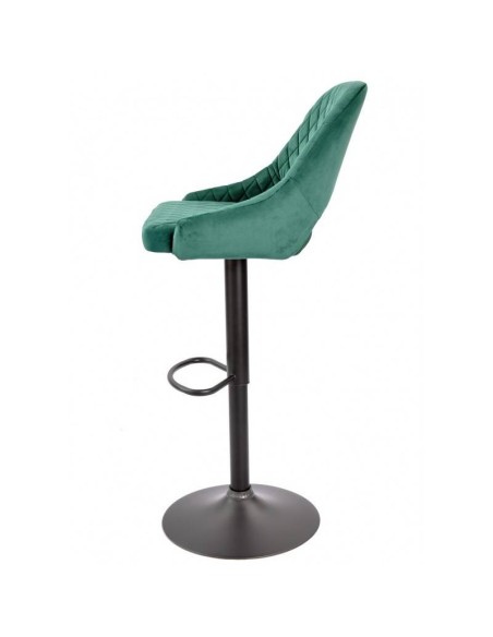 Taburete ASUR, regulable, tapizado velvet verde oscuro, metal negro,