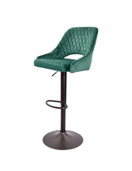 Banco ASUR, ajustável, estofamento em veludo verde escuro, metal preto,