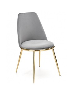 Silla AVIRA, metal cromado dorado, tapizado velvet gris