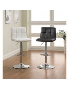 Taburete FLORIDA, elevable, cromado, similpiel negra 2