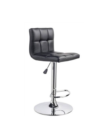 Taburete FLORIDA, elevable, cromado, similpiel negra