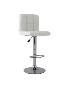 Taburete FLORIDA, elevable, cromado, similpiel blanco