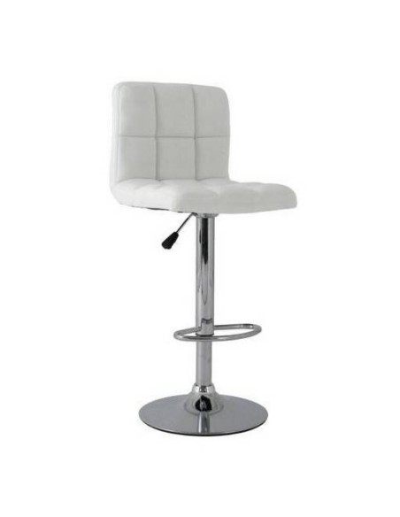 Taburete FLORIDA, elevable, cromado, similpiel blanco