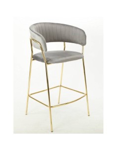 Taburete con brazos HANSE, metal cromado dorado, tapizado...