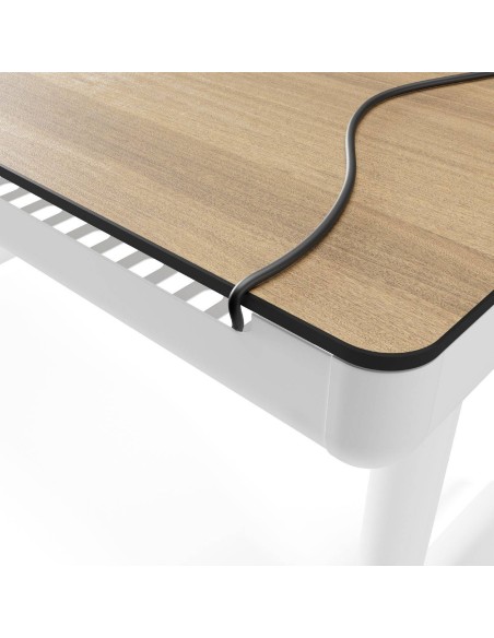 Mesa secretária elevável WING DUAL MOTOR 140 x 70, branco, nogueira