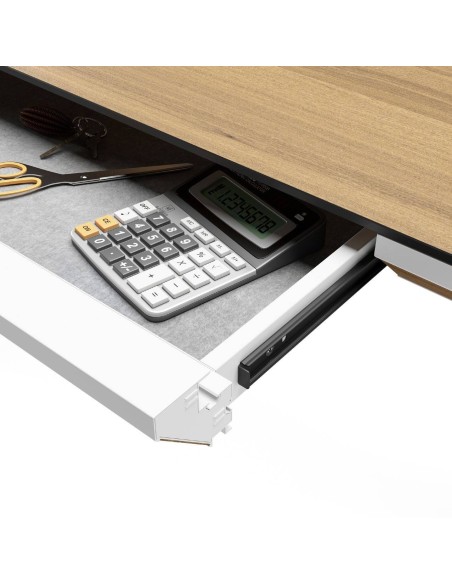 Mesa secretária elevável WING DUAL MOTOR 140 x 70, branco, nogueira