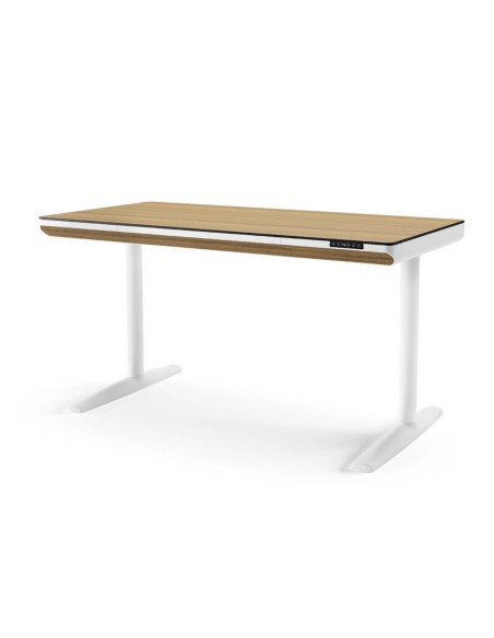Mesa secretária elevável WING DUAL MOTOR 140 x 70, branco, nogueira