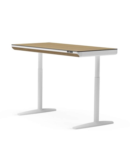 Mesa escritorio elevable WING DUAL MOTOR 140 x 70, blanco, nogal