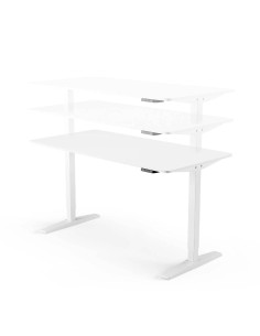 Mesa escritorio elevable FLAP 140 x 70, minimalista blanco. 2