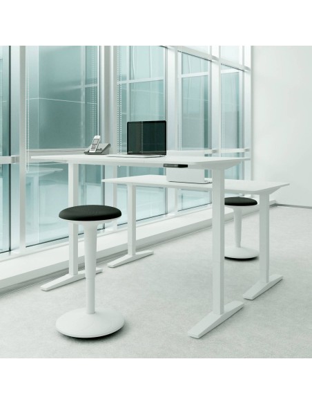 Taburete Ergonómico elevable BONGO, polipropileno negro, tejido negro