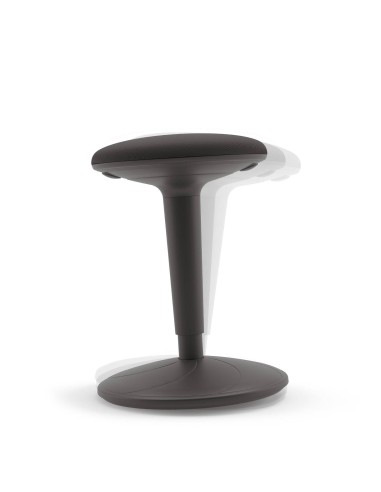 Taburete Ergonómico elevable BONGO, polipropileno negro, tejido negro