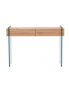 Consola GIOVANI 110 x 40. 2 cajones, madera, cristal 2