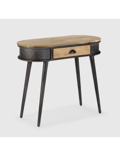 CONSOLA DELHI 90 x 38,  MADERA MANGO y metal negro