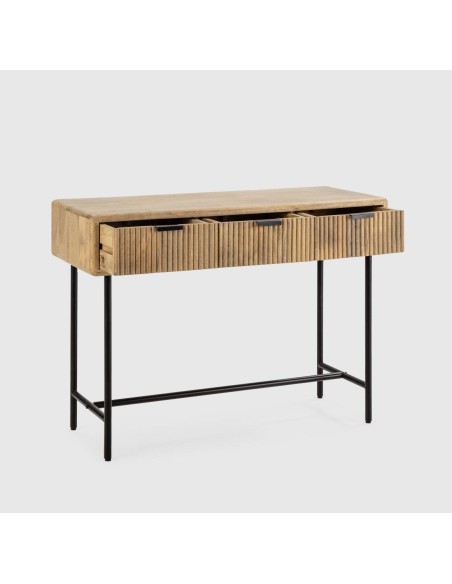 CONSOLA MUNDRA 100 x 38, MADERA de MANGO y PATAS de METAL.