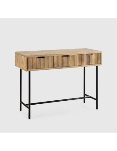 CONSOLA MUNDRA 100 x 38, MADERA de MANGO y PATAS de METAL.