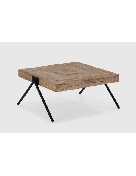 MESA DE CENTRO INDRA 80 X 86, MADEIRA DE MANGA e PES DE METAL