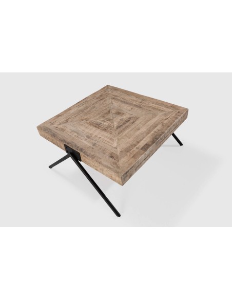 MESA DE CENTRO INDRA 80 X 86, MADEIRA DE MANGA e PES DE METAL