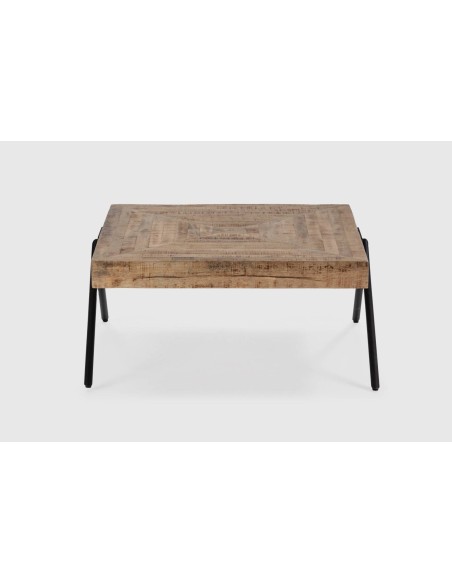 MESA CENTRO INDRA 80 X 86, MADERA MANGO y PATA DE METAL.