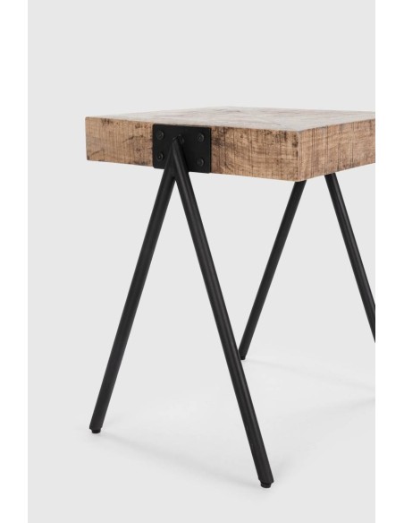 MESA DE RINCON INDRA 50 x 45, MADERA MANGO, pies DE METAL.