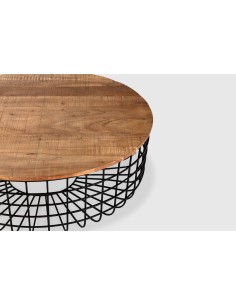 MESA CENTRO REDONDA SUVAN 102 cm. Madera y base METAL. 2