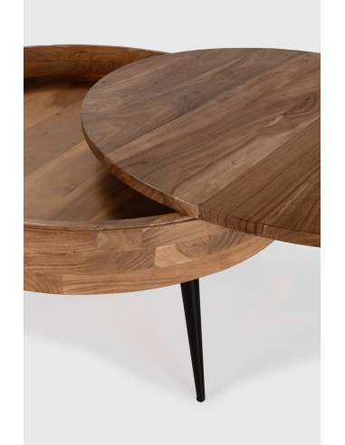 MESA CENTRO REDONDA KALI 90. Madera Acacia y...