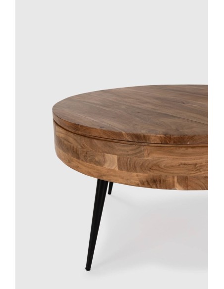 MESA CENTRO REDONDA KALI 90. Madera Acacia y METAL.